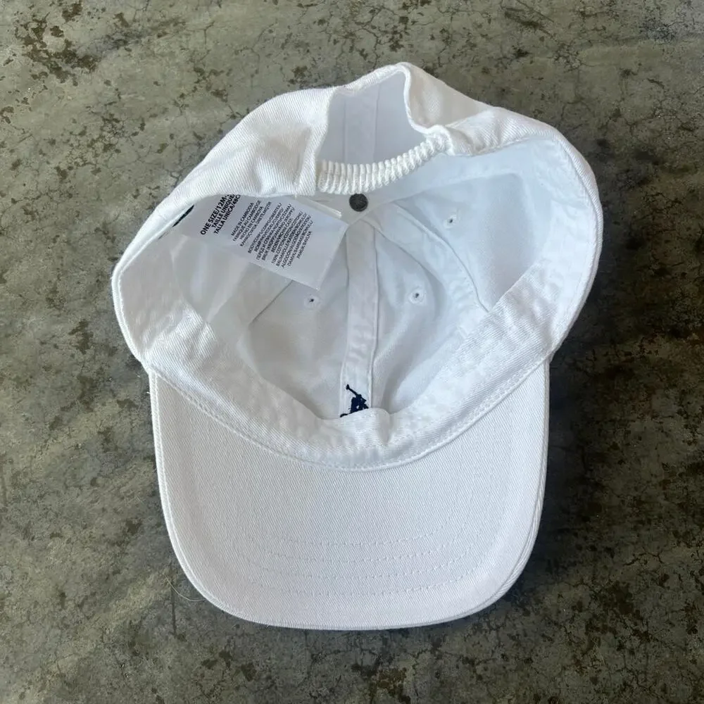 Polo Ralph Lauren Toddler Hat 12-24M White Cotton Baseball Cap Navy Pony Logo